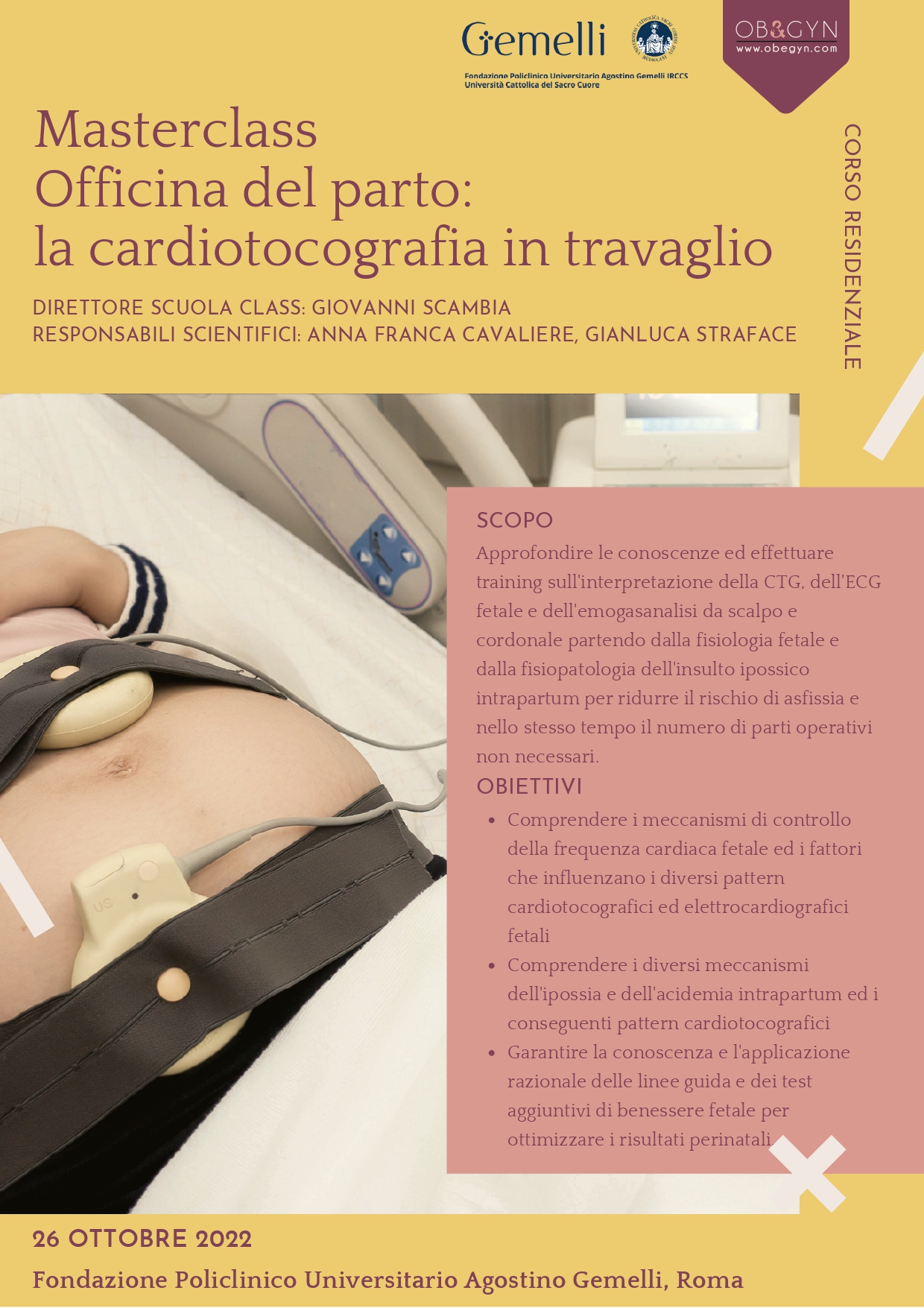 Programma Masterclass Officina del parto: la cardiotocografia in travaglio - Roma